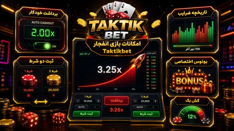 امکانات بازی انفجار Taktikbet